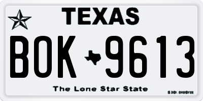 TX license plate BOK9613