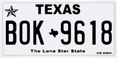 TX license plate BOK9618