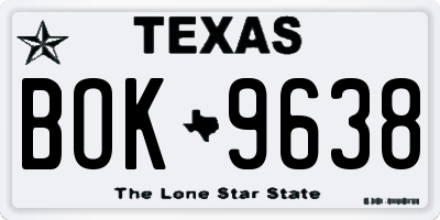 TX license plate BOK9638