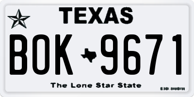 TX license plate BOK9671