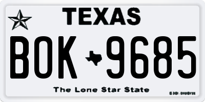 TX license plate BOK9685