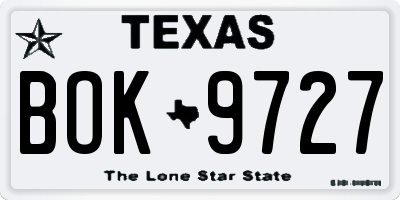 TX license plate BOK9727