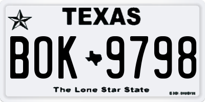 TX license plate BOK9798