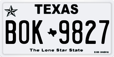 TX license plate BOK9827