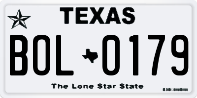TX license plate BOL0179