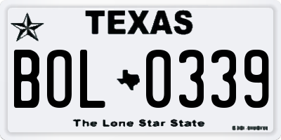 TX license plate BOL0339
