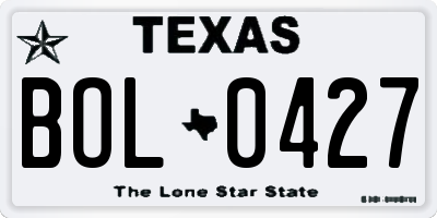 TX license plate BOL0427