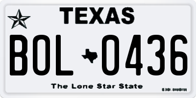 TX license plate BOL0436