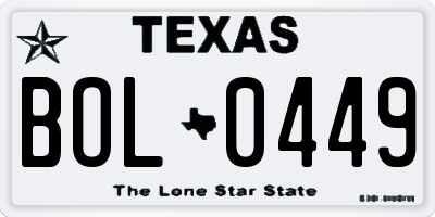 TX license plate BOL0449