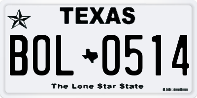 TX license plate BOL0514