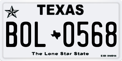 TX license plate BOL0568