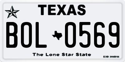 TX license plate BOL0569