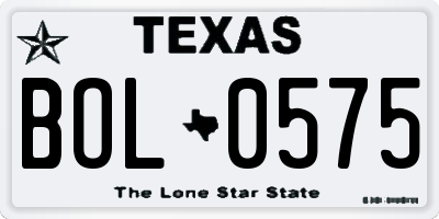 TX license plate BOL0575