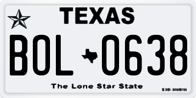 TX license plate BOL0638
