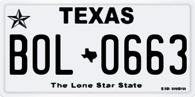 TX license plate BOL0663