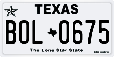 TX license plate BOL0675