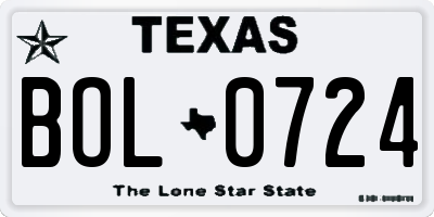 TX license plate BOL0724