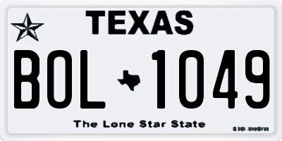 TX license plate BOL1049