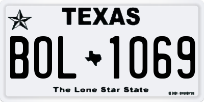 TX license plate BOL1069