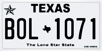 TX license plate BOL1071