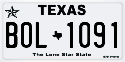 TX license plate BOL1091
