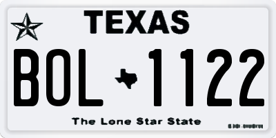 TX license plate BOL1122