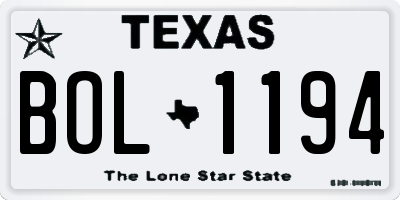 TX license plate BOL1194