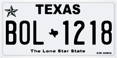 TX license plate BOL1218