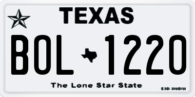TX license plate BOL1220