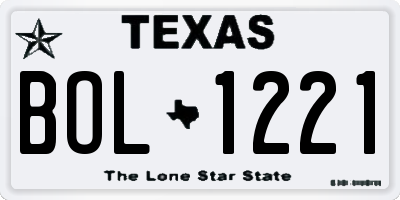 TX license plate BOL1221