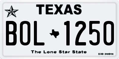 TX license plate BOL1250