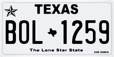 TX license plate BOL1259