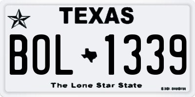 TX license plate BOL1339