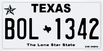 TX license plate BOL1342