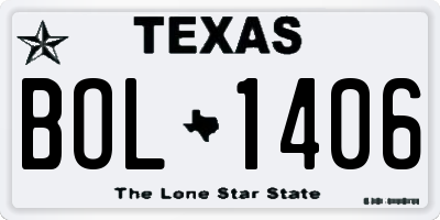 TX license plate BOL1406