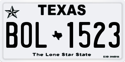 TX license plate BOL1523