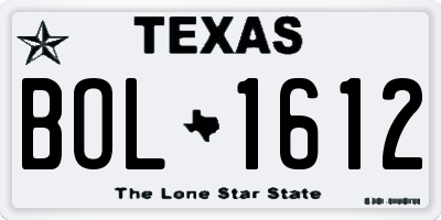 TX license plate BOL1612