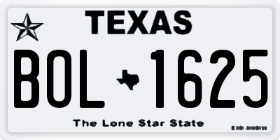 TX license plate BOL1625