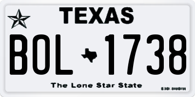 TX license plate BOL1738
