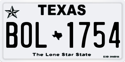 TX license plate BOL1754