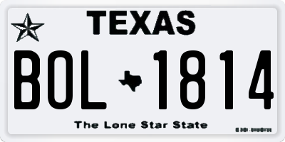 TX license plate BOL1814