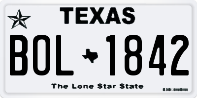 TX license plate BOL1842