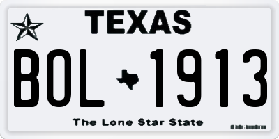 TX license plate BOL1913