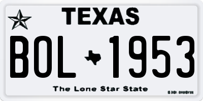 TX license plate BOL1953