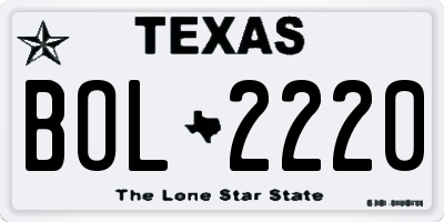 TX license plate BOL2220