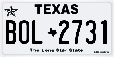 TX license plate BOL2731