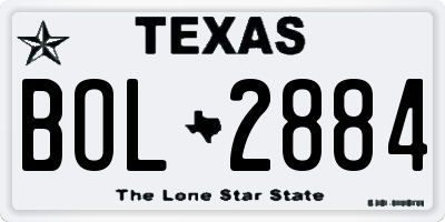 TX license plate BOL2884