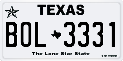 TX license plate BOL3331