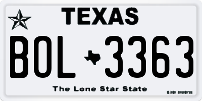 TX license plate BOL3363