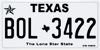 TX license plate BOL3422